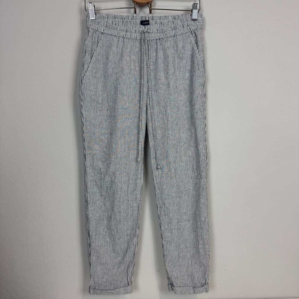 J. Crew Factory Striped Black White Linen Cotton Pants 2